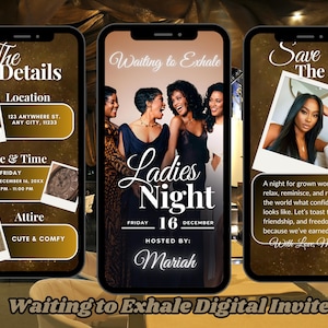 Waiting to Exhale Ladies Night-uitnodiging: geanimeerd feest (bewerkbare digitale uitnodiging)