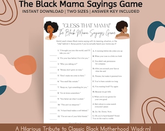 Black Mama Sprüche, Black Mama Sprüche Babypartyspiel, kultige Schwarze Mütter, Schwarze Kultur Trivia, Babypartyaktivität