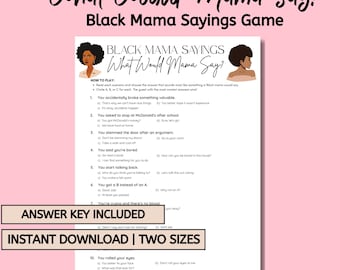 Black Mama Sayings Game: Mother's Day Activity, Black Culture Trivia (Digital Download)