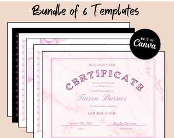 Editable Certificate of Completion Template: Pink, Lash & Beauty Canva Design