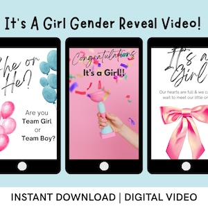 It&#39;s a Girl Gender Reveal Video: Confetti Theme (Digital Download)