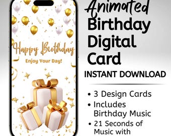 Animated Birthday Ecard: Modern Digital Greeting (Instant Download)