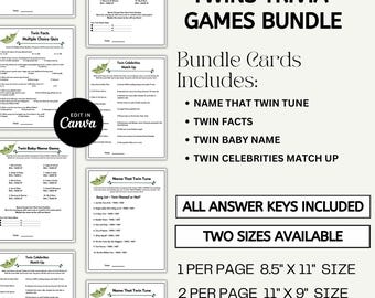 Twins Trivia Baby Shower Game: Printable Quiz (Digital Download, Editable Files)