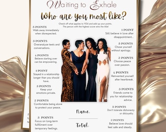 Waiting to Exhale Who Are You Most Likely Like Game, Printable Ladies Night Game, Sisterhood Party Activity, Girls Night In