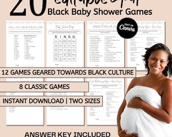 Afrocentric Baby Shower Games Bundle: Black Pop Culture, Iconic Black Mama Sayings Game