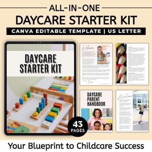 Daycare Starter Kit: 43 Editable Forms & Contract Templates (Canva Template Bundle)