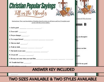Christian Sayings Game: Printable Trivia for Church & Family (PDF)
