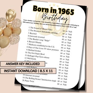 60th Birthday Party Game: &#39;60 or Nah&#39; Printable (PDF Download)