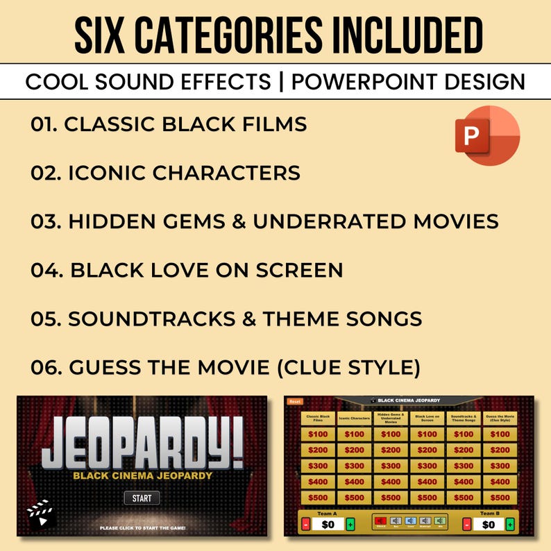 Black Cinema Jeopardy Game | Powerpoint Trivia (digital Download) - Etsy
