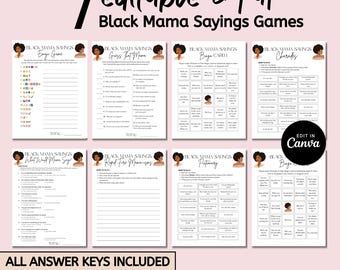 Black Mama Sprüche Babyparty Spiel: Schwarze Kultur Trivia (Printable Bundle)