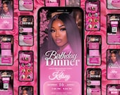Animated Shades of Pink Birthday Dinner Invitation: Editable Digital Evite 02