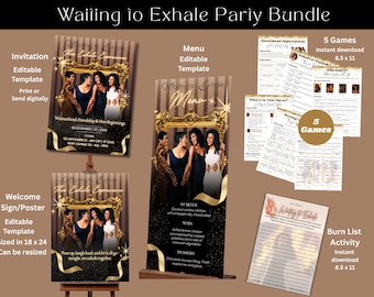 Waiting to Exhale Party Bundle: Editable Canva Templates (Digital Download