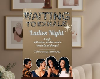 Cartel de bienvenida para la fiesta "Diamond Waiting to Exhale": Cartel de bienvenida para la noche de chicas (plantilla de Canva)