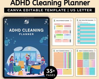 ADHS Putz-Planer Bundle | Chore Charts, Checklisten (editierbare Canva PDF)
