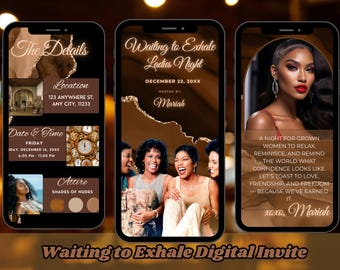 Waiting to Exhale Ladies Night Pajama Party Invite: Brown Agate Animated Invite