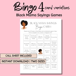 Bingo Black Mama Sayings: Black Culture-babyshowerspel