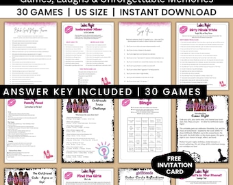 Black Ladies Night Games Bundle, 30 Printable Games (PDF)