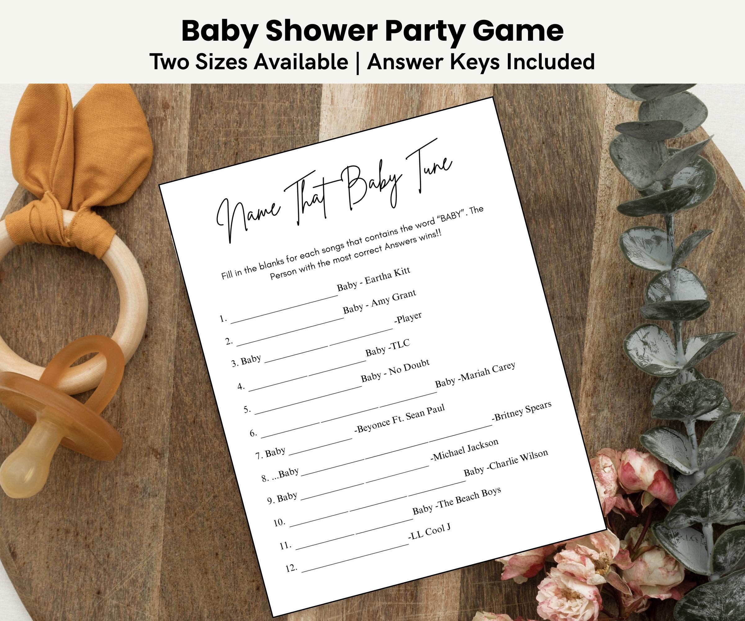 Name That Baby Tune - Baby Shower Game: Printable Music Trivia (PDF Download, Two Sizes)