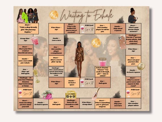 Black Girls In Waiting to  Exhale Inspired Board Game: PDF Downloadable, Edit in Canva