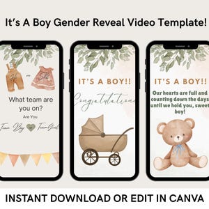 Plantilla digital para revelar el género de tu bebé / Anuncio de embarazo para redes sociales / Tarjeta de revelación de bebé / Descarga instantánea