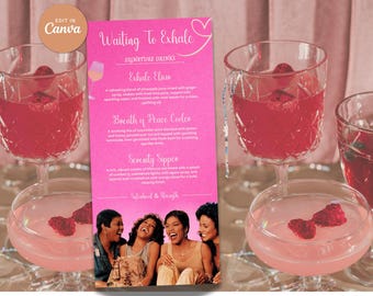 Waiting to Exhale-menu: Canva-sjablonen voor jaren 90-thema Girls Night, Galentine's Day, Ladies Night