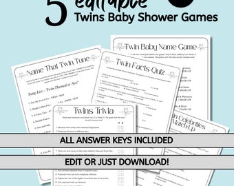 Twins Trivia Baby Shower Game: Printable Quiz (Instant Download)