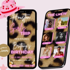 Animated Girls Trip Itinerary: Birthday Weekend, Canva Template (Digital Download)