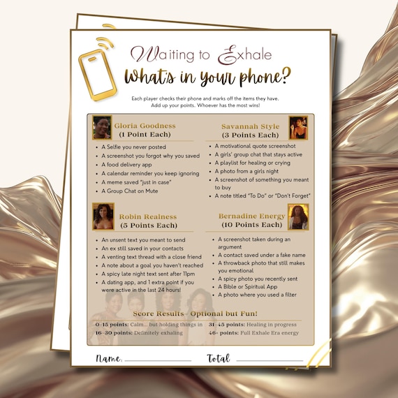 Waiting to Exhale Game, Girls Night In, Sisterhood Party (Printable Digital Download)