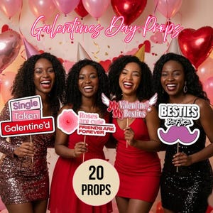 Galentine's Day 20 Photo Booth Props | Girls Night Party Decorations (Instant Download)