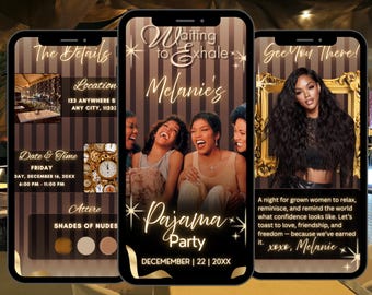 Waiting to Exhale Pajama Party Invite: Animated Ladies Night (Digital Invitation)