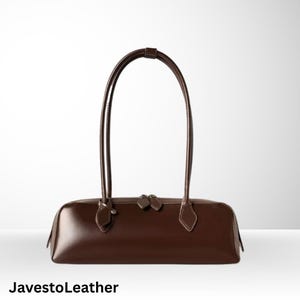 Genuine Leather Baguette Bag: Vintage-Inspired Underarm Tote