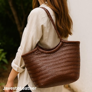 Hand-woven first-layer cowhide shoulder bag, Soft Leather bag ,Gift for Wife,Gift for Mom，Mother&#39;s Day Gifts