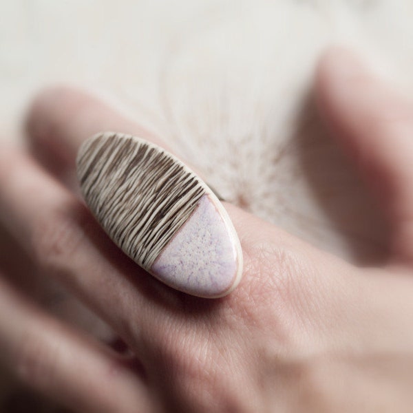 Fragment - An earthy porcelain ring with details of mushrooms