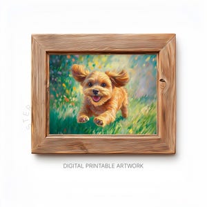Vintage Maltese Puppy Painting, Brown Maltese Puppy Print, Printable Wall Art, Dog Lovers Artwork, Oil Painting Style, Digital Download