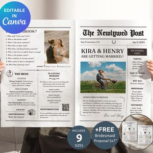 Hochzeitszeiten, Brautjungfer Zeitungsvorlage, bearbeitbares Foto mit Zeitungscanva, Mi-Zeitungspapierprogramm, Brautjungfervorschlag aus benutzerdefinierter Zeitung