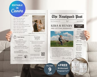 Wedding Newspaper Template, Newlywed Program (Digital Download)