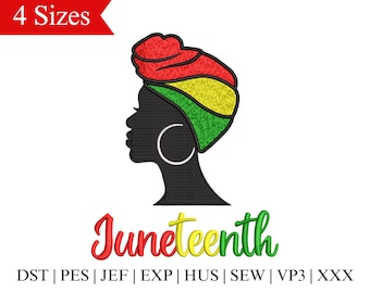 Juneteenth Afro Woman-borduurontwerp (directe download)