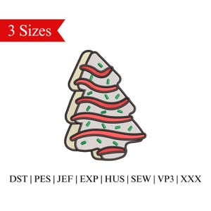 Christmas Cake Embroidery Design, Xmas Cake Cookie Machine Embroidery, Vanilla Christmas Tree Cake Embroidery - 3 Sizes - Instant Download