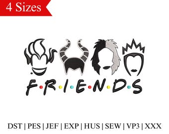 Halloween Villain Friends Embroidery Design (4 Sizes) (Instant Download)