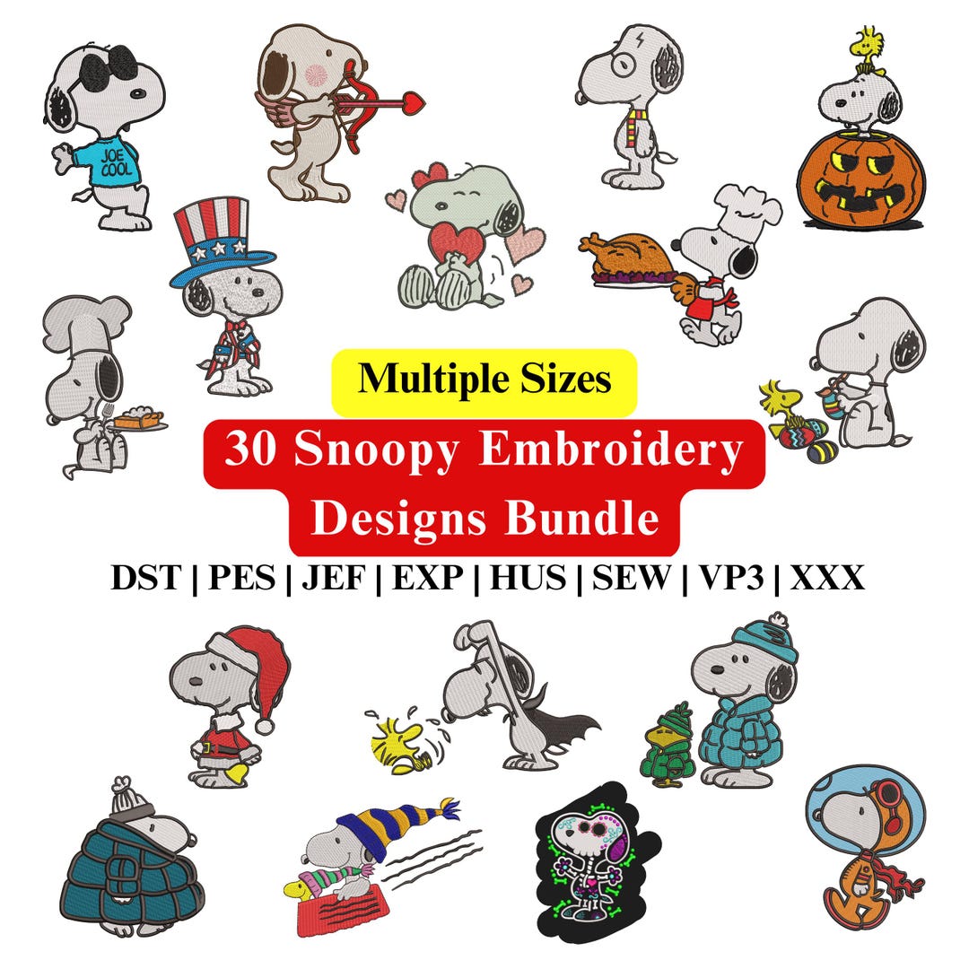 Snoopy Embroidery, Cartoon Dog Embroidery File, Kids Embroidery ...