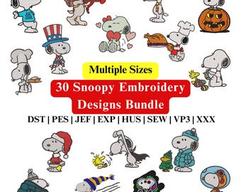 Snoopy Embroidery, Cartoon Dog Embroidery File, Kids Embroidery, Holidays Trendy Embroidery - Instant Download