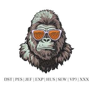 Gorilla Machine Embroidery File, Monkey Embroidery Design, Animals Embroidery - Instant Download