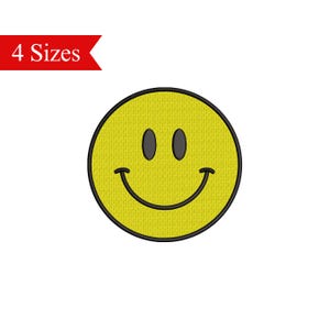 Smiley Machine Embroidery File, Smiley Emoji Embroidery Design - 4 Sizes - Instant Download