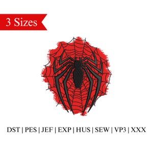 Spider Logo Embroidery Design: Superhero File, 3 Sizes (Instant Download)