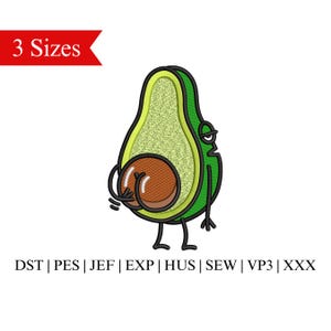 Avocado Stickdatei, lustiges Gemüse Stickmuster, Avocado Hintern Stickerei, Dicke Beute Stickerei - 3 Größen - sofort zum Downloaden