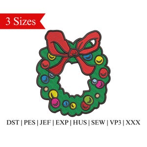 Weihnachtskranz Stickdatei, Weihnachtskranz Stickdatei, Stickdatei, Weihnachtskranz Stickdatei, Stickdatei 3 Größen - Instant Download