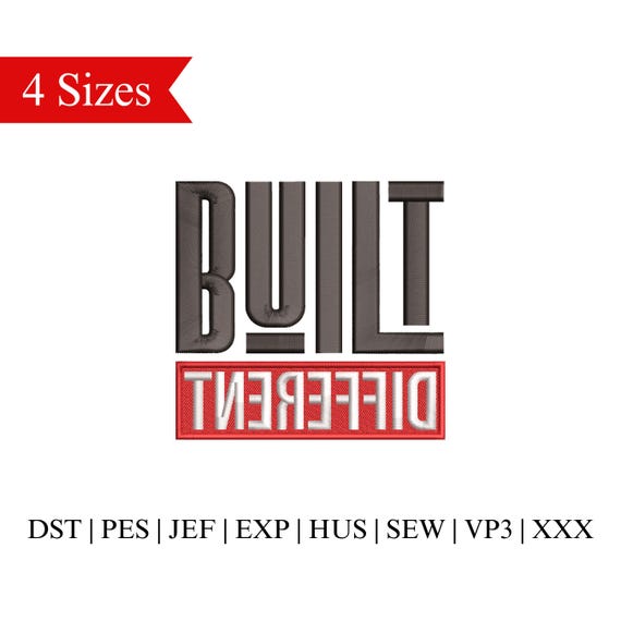 Built Different Embroidery Design, Gym Embroidery, Motivational Gym Embroidery Design - 4 Sizes - Instant Download