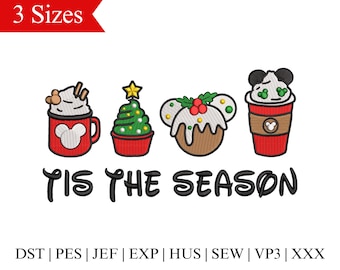 Christmas Mickey Embroidery Design: Tis the Season (3 Sizes) (Instant Download)