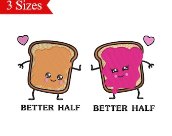 Peanut Butter and Jelly Couple Embroidery Designs (Instant Download)