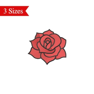 Diseño de bordado de rosas: aplique floral, 3 tamaños (descarga instantánea)